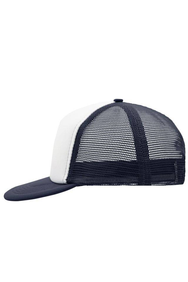 5 Panel Flat Peak Cap 5 Panel Mesh Cap mit flachem Schild weiß/blau, Gr. one size