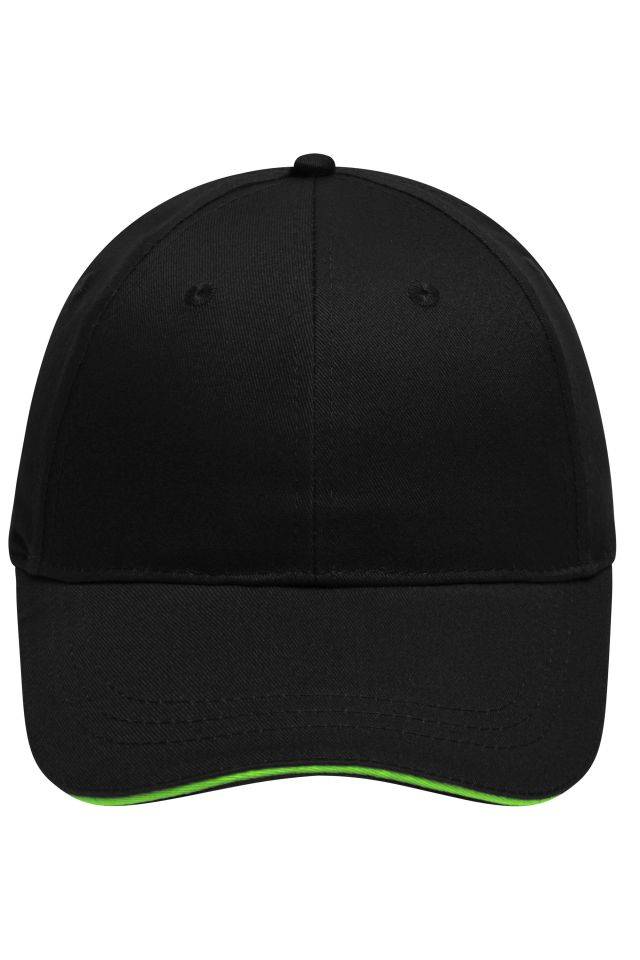 6 Panel Brushed Sandwich Cap 6 Panel Sandwich Cap mit gebürsteter Oberfläche schwarz/grün, Gr. one size