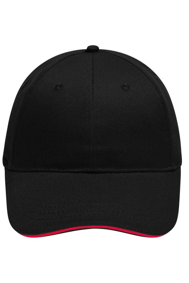 6 Panel Brushed Sandwich Cap 6 Panel Sandwich Cap mit gebürsteter Oberfläche schwarz/rot, Gr. one size