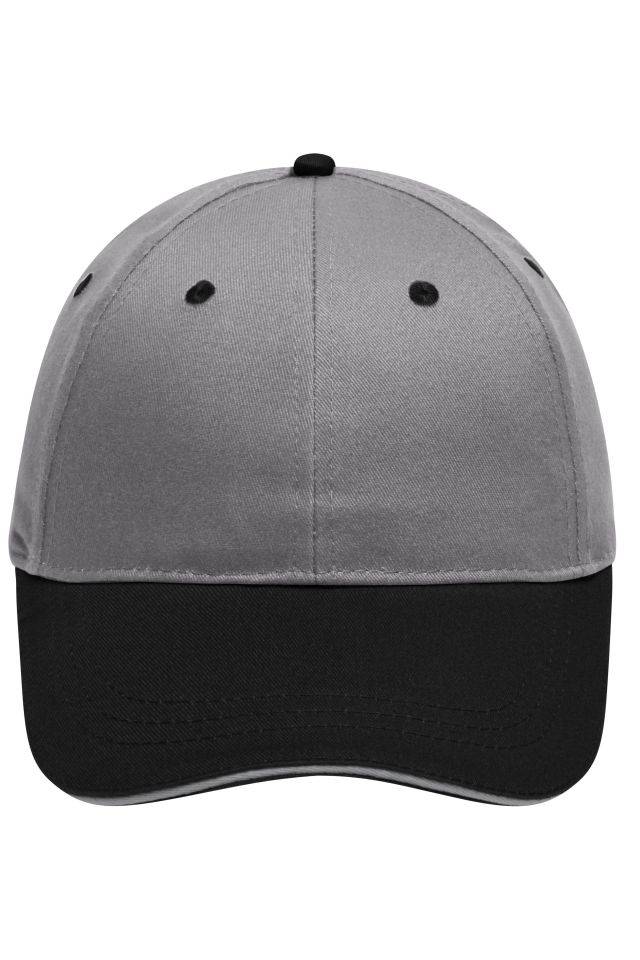 6 Panel Brushed Sandwich Cap 6 Panel Sandwich Cap mit gebürsteter Oberfläche schwarz/grau, Gr. one size