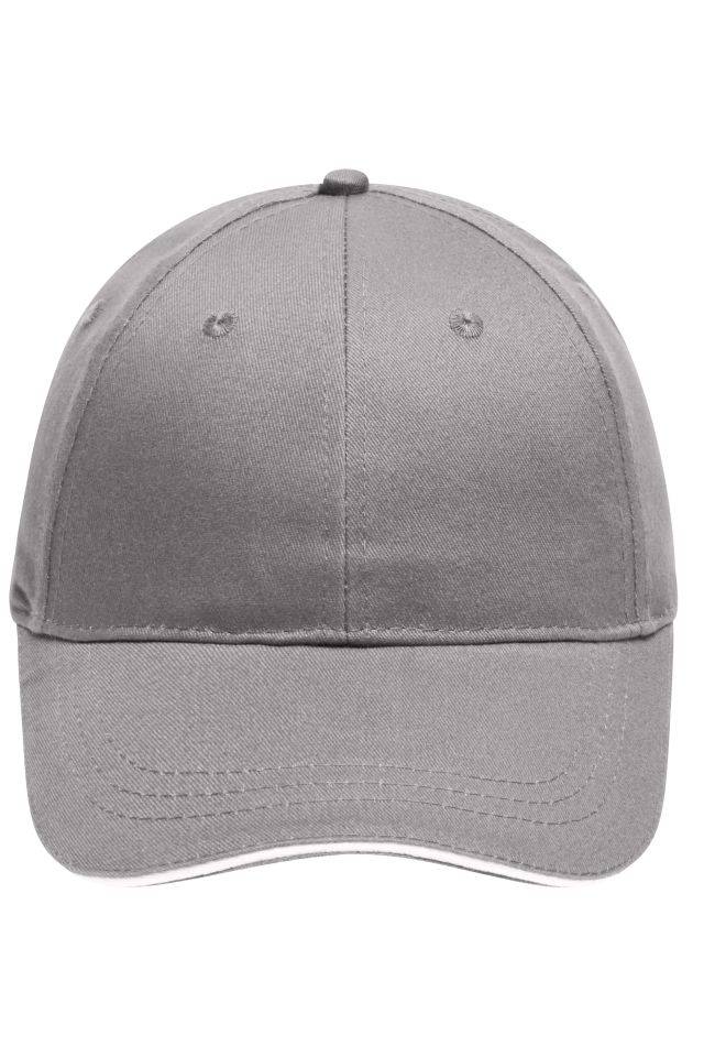 6 Panel Brushed Sandwich Cap 6 Panel Sandwich Cap mit gebürsteter Oberfläche grau/weiß, Gr. one size
