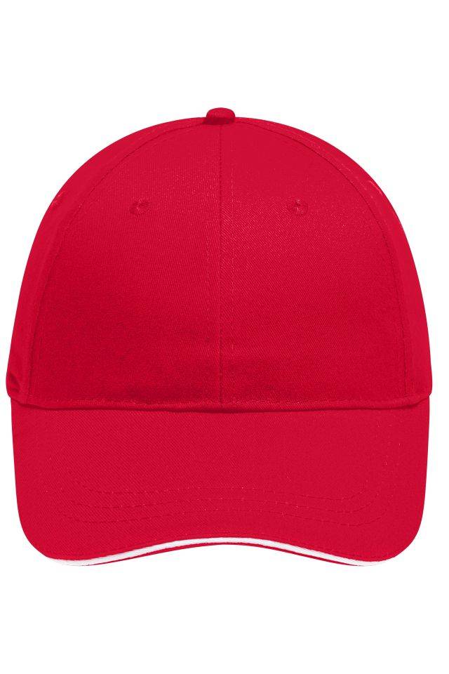 6 Panel Brushed Sandwich Cap 6 Panel Sandwich Cap mit gebürsteter Oberfläche weiß/rot, Gr. one size