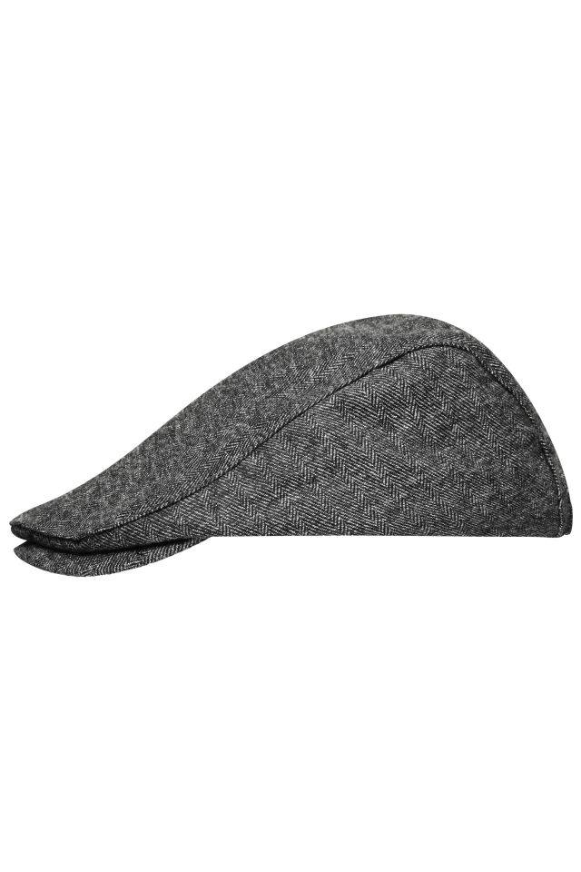 Dandy Cap Flache Mütze mit verdeckt genähtem Schild schwarz/grau, Gr. one size