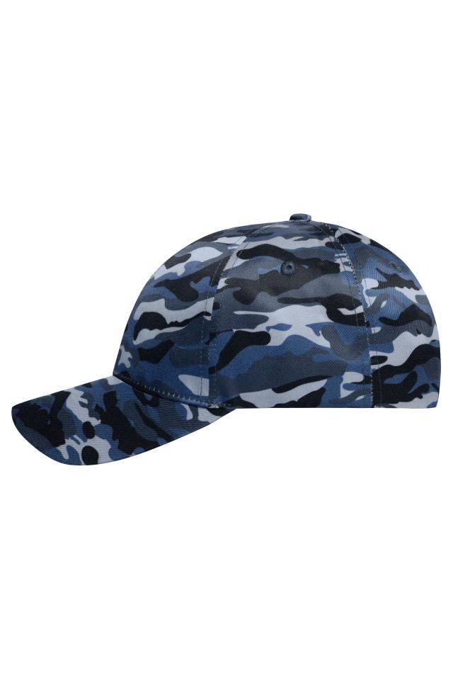 6 Panel Camouflage Cap Hochwertige 6 Panel Cap mit Camouflage Design blau/schwarz, Gr. one size