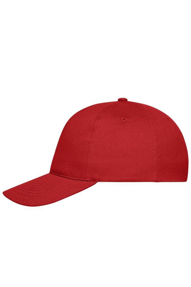 5 Panel Cap Bio Cotton 5 Panel Cap mit ungebürsteter Oberfläche rot, Gr. one size