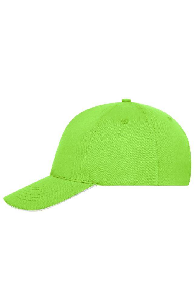5 Panel Sandwich Cap Bio Cotton 5 Panel Cap mit ungebürsteter Oberfläche weiß/grün, Gr. one size