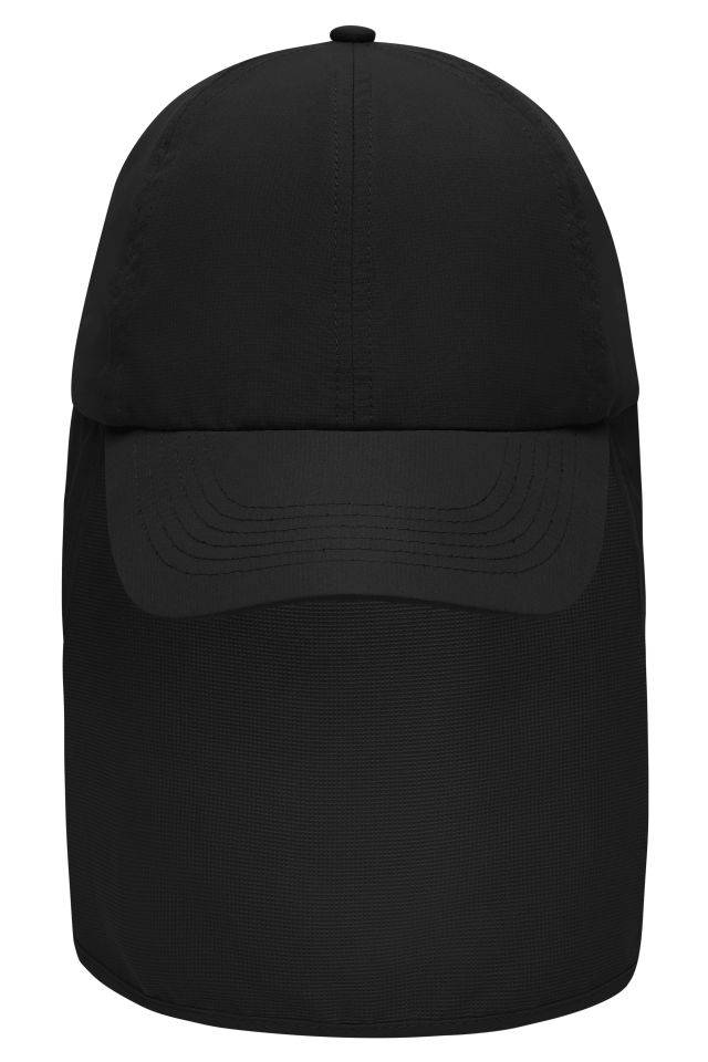 6 Panel Cap with Neck Guard 6 Panel Cap mit extra langem Nackenschutz schwarz, Gr. one size