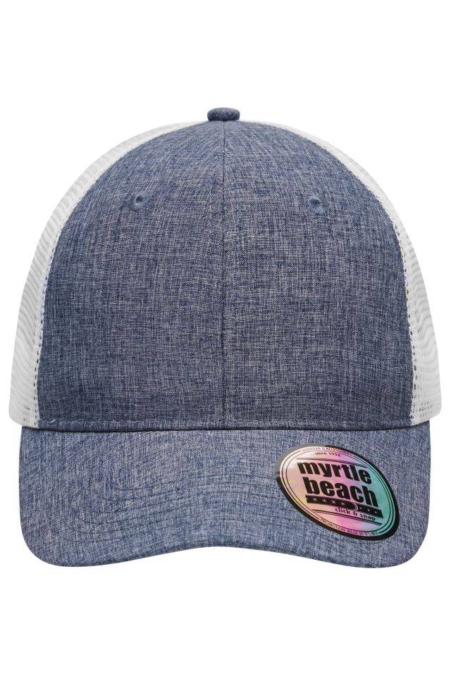 6 Panel Mesh Cap Mélange Stylische Mesh Cap in moderner Mélange-Optik blau/weiß, Gr. one size