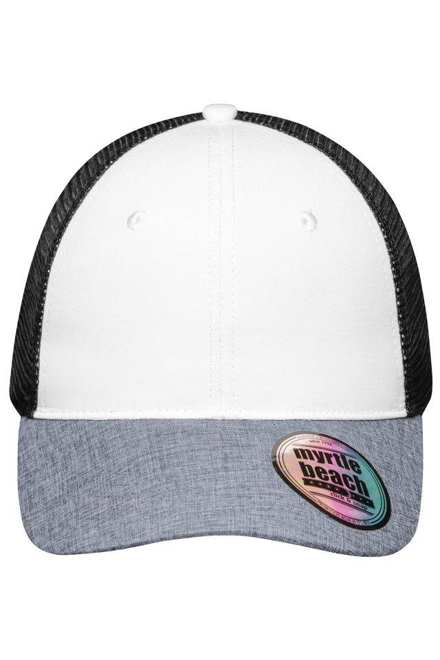 6 Panel Mesh Cap Mélange Stylische Mesh Cap in moderner Mélange-Optik weiß/grau/schwarz, Gr. one size