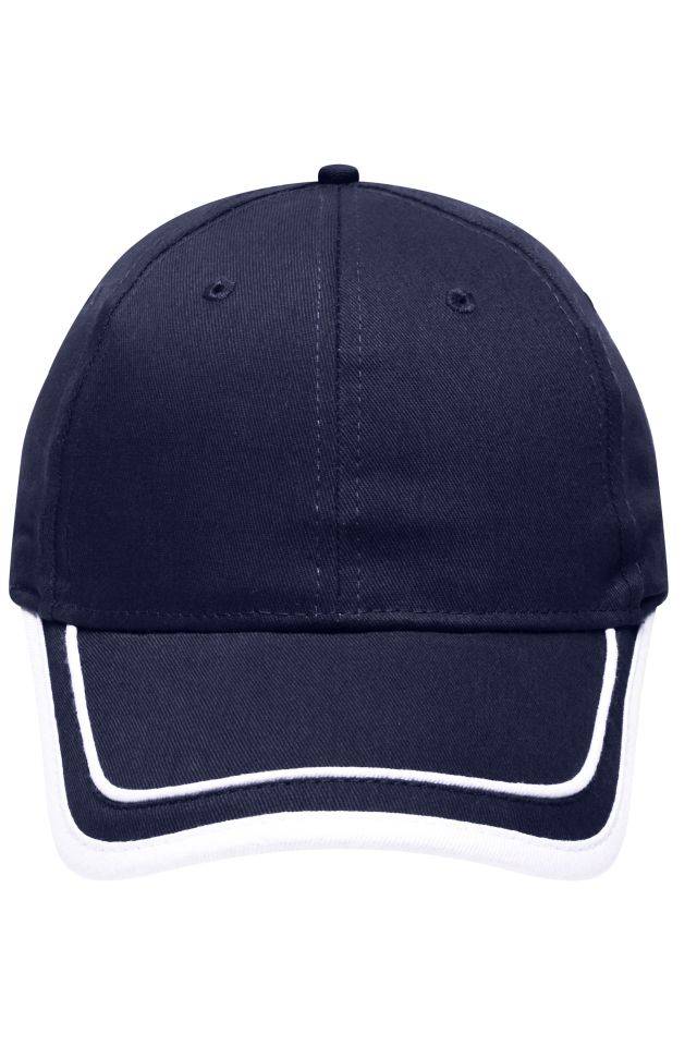 6 Panel Piping Cap Brushed 6 Panel Cap weiß/blau, Gr. one size