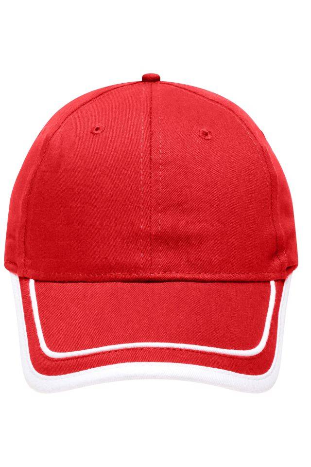 6 Panel Piping Cap Brushed 6 Panel Cap weiß/rot, Gr. one size
