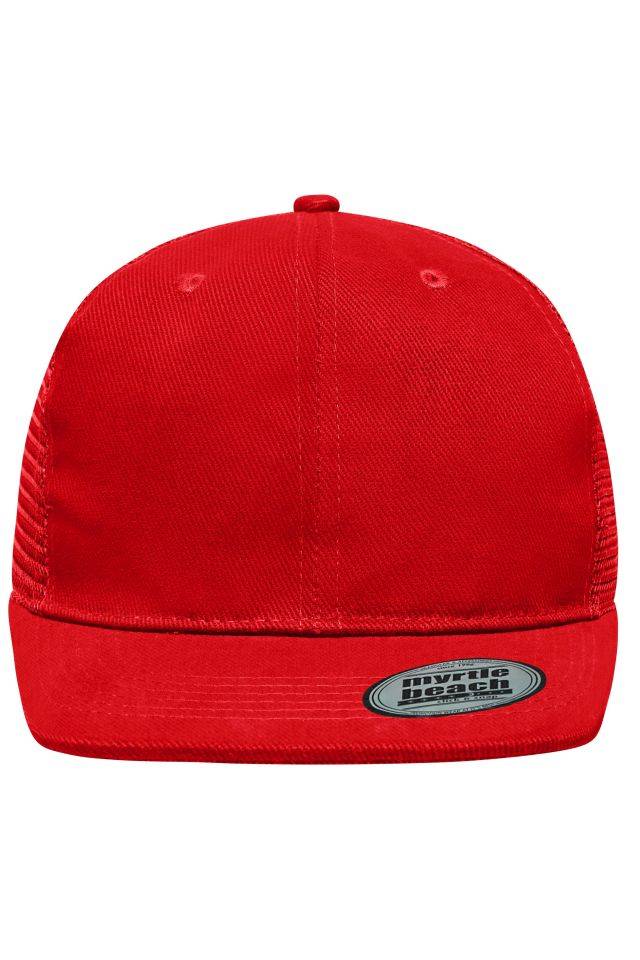 6 Panel Flat Peak Cap 6 Panel Mesh Cap mit flachem Schild rot, Gr. one size