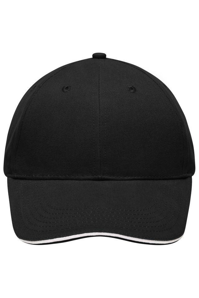 Light Brushed Sandwich Cap Hochwertige, leichte und weiche 6 Panel Cap weiß/schwarz, Gr. one size