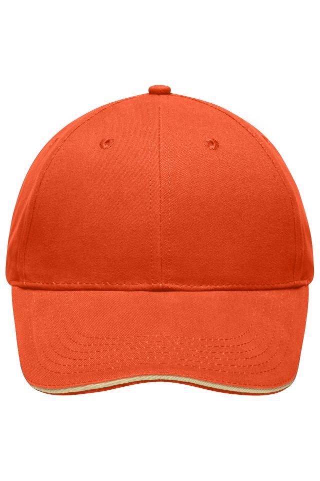 Light Brushed Sandwich Cap Hochwertige, leichte und weiche 6 Panel Cap orange/braun, Gr. one size