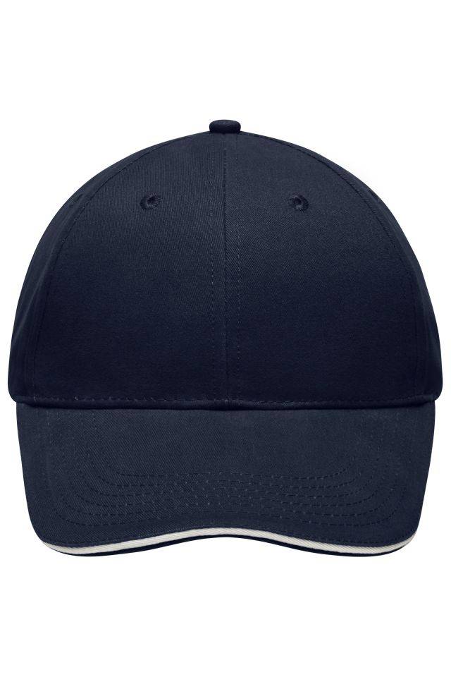 Light Brushed Sandwich Cap Hochwertige, leichte und weiche 6 Panel Cap weiß/blau, Gr. one size