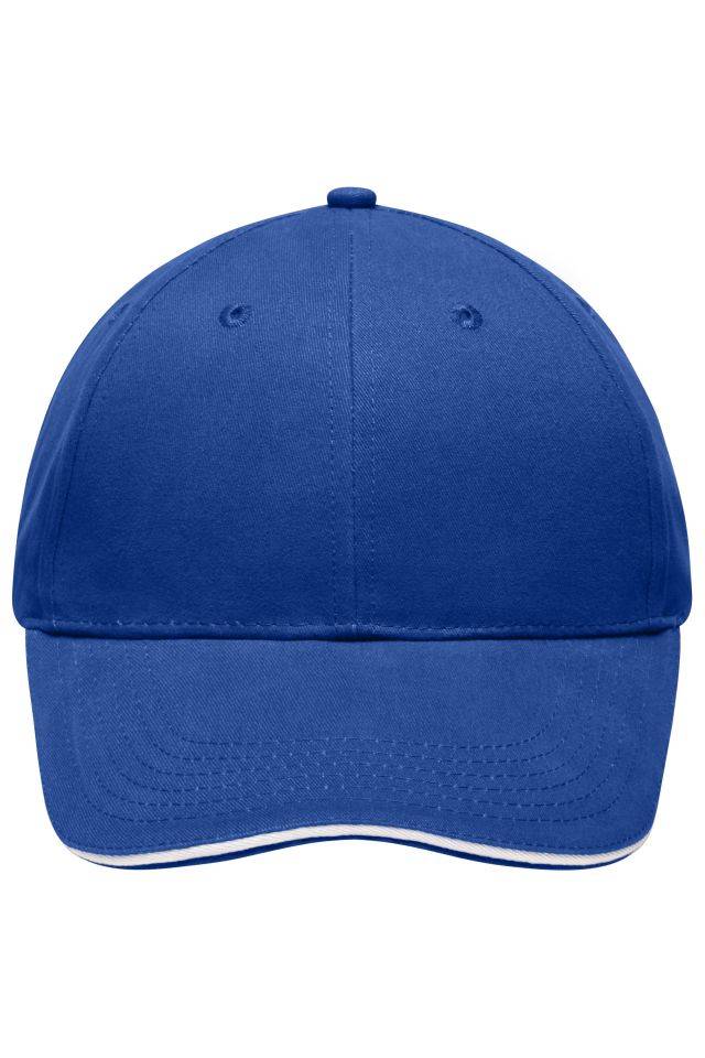 Light Brushed Sandwich Cap Hochwertige, leichte und weiche 6 Panel Cap weiß/blau, Gr. one size