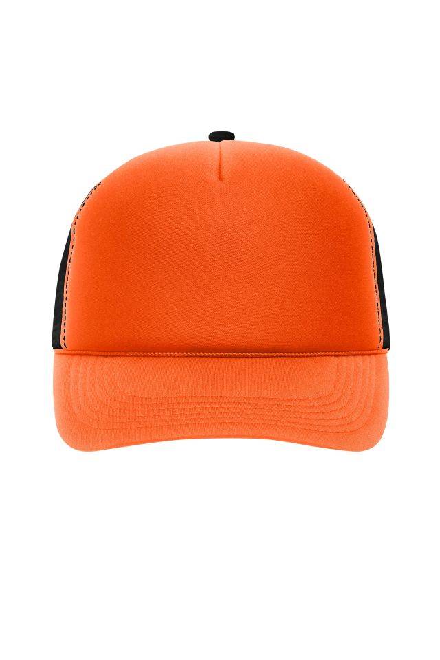 5 Panel Retro Mesh Cap 5 Panel Cap mit retrogetreuer Zierkordel über dem Schild schwarz/orange, Gr. one size