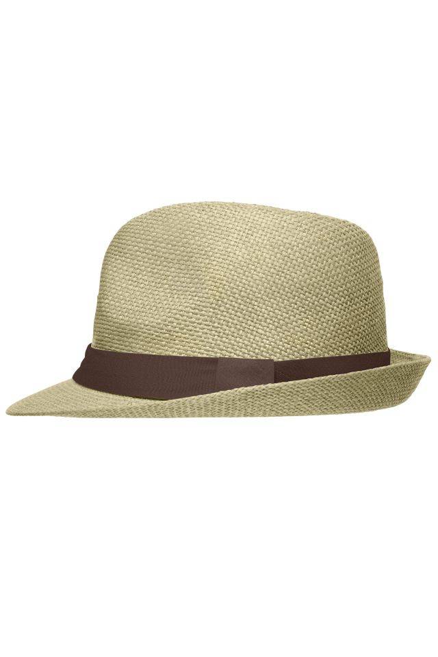 Street Style Stylisher, sommerlicher Streetwear Hut mit breitem kontrastfarbigem Band braun, Gr. S/M
