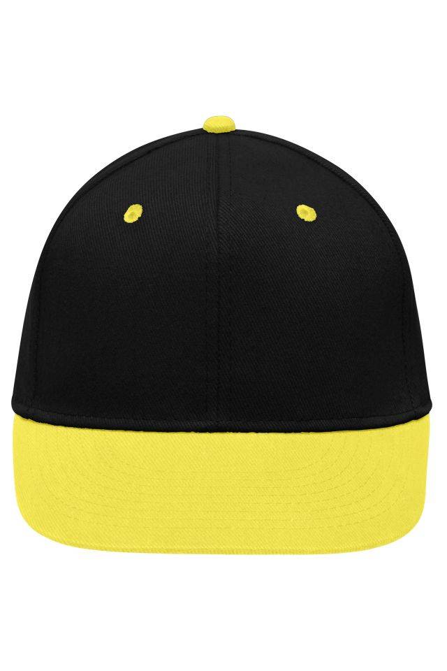 6 Panel Pro Cap Stylische Flatpeak Cap im 6 Panel "High Profile" Look gelb/schwarz, Gr. one size