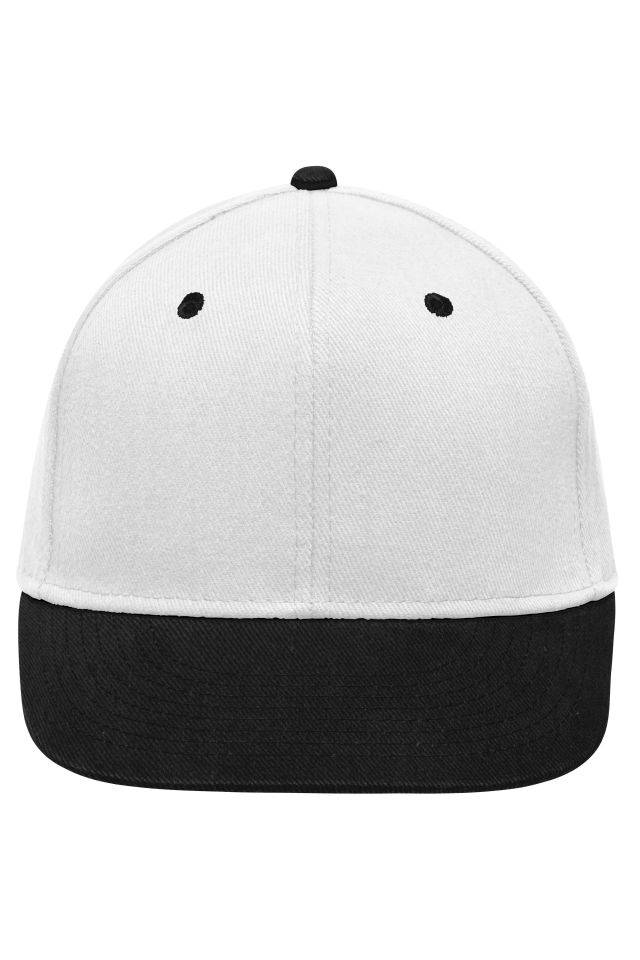 6 Panel Pro Cap Stylische Flatpeak Cap im 6 Panel "High Profile" Look weiß/schwarz, Gr. one size