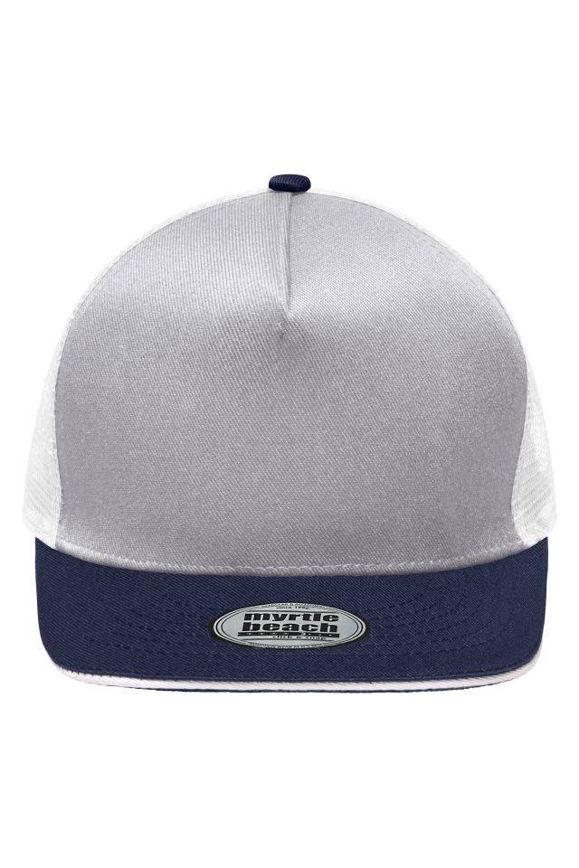 Pro Cap Mesh 5 Panel Stylische Mesh Cap mit Sandwich grau/blau, Gr. one size