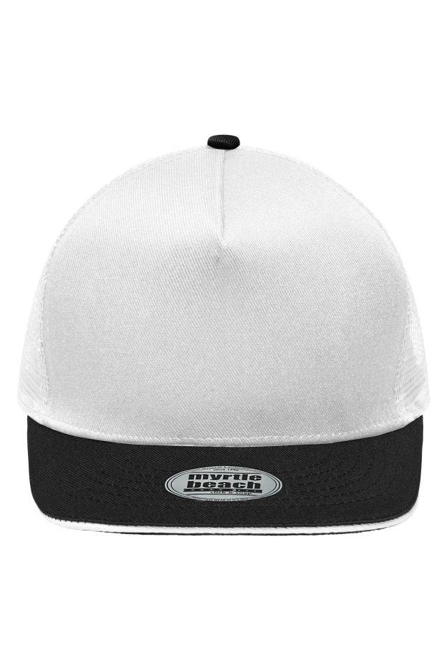 Pro Cap Mesh 5 Panel Stylische Mesh Cap mit Sandwich weiß/schwarz, Gr. one size