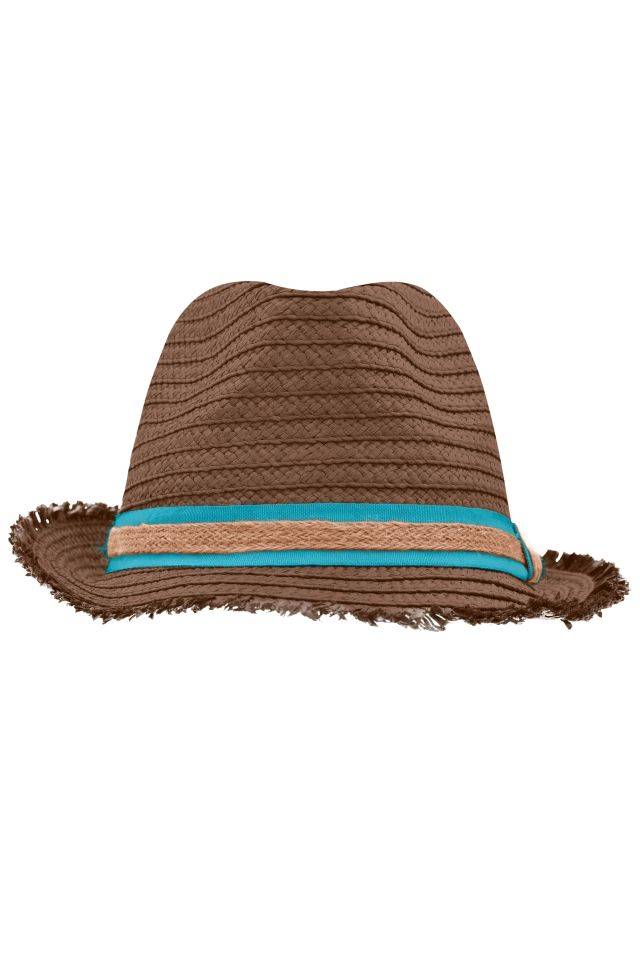 Trendy Summer Hat Trendstarker Hut mit modischer Fransenkrempe braun/grün/blau, Gr. L/XL