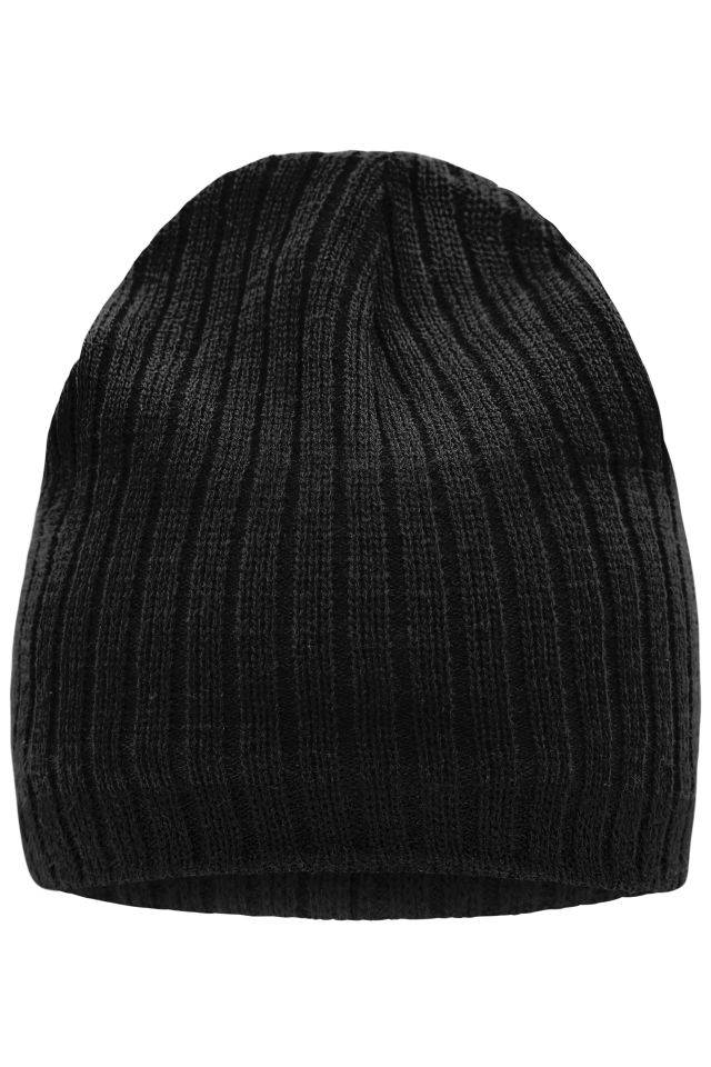 Knitted Hat Strickmütze in klassischer Ripp-Optik schwarz, Gr. one size