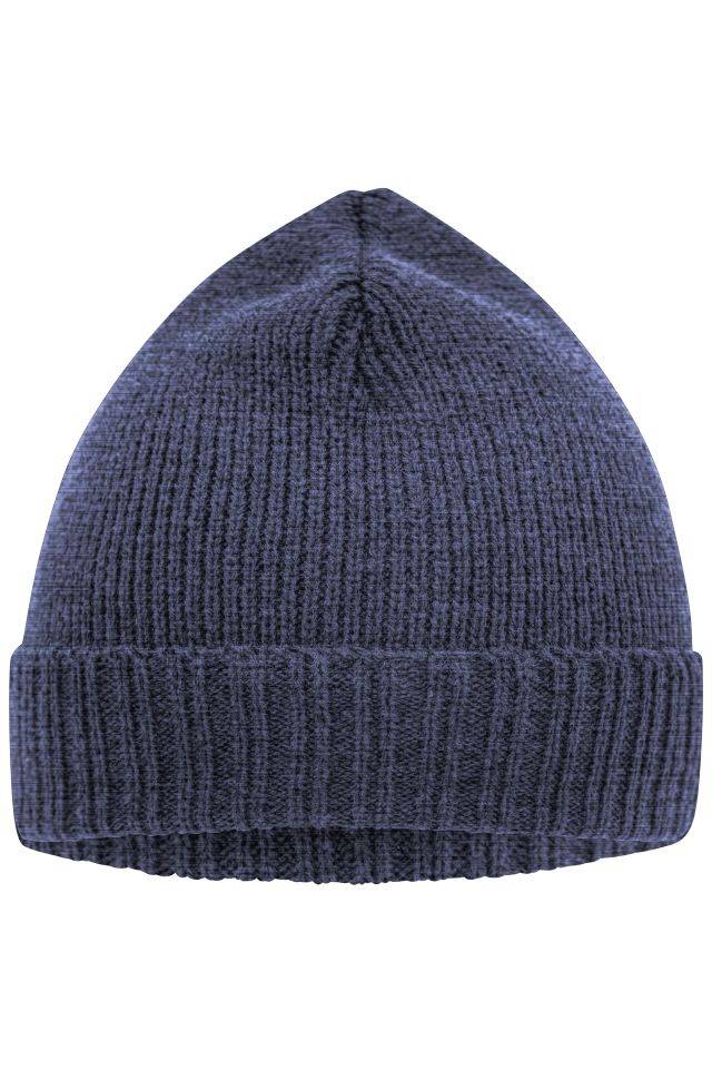 Basic Knitted Beanie Promotion Strickmütze mit Umschlag blau, Gr. one size
