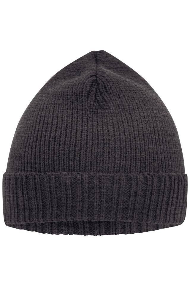 Basic Knitted Beanie Promotion Strickmütze mit Umschlag grau, Gr. one size