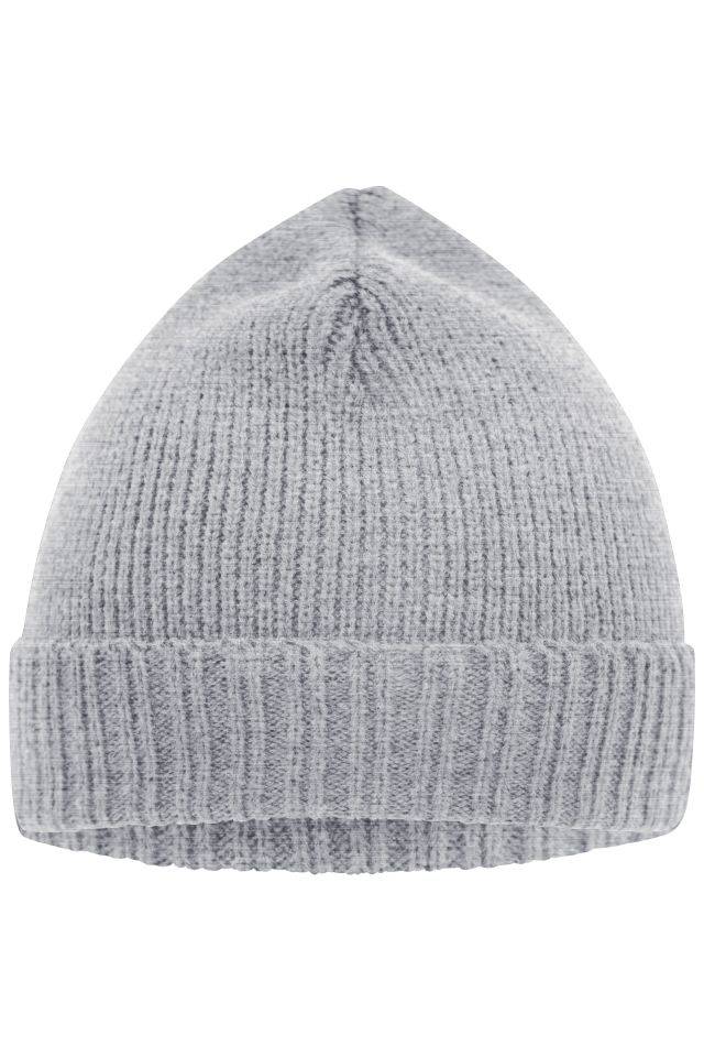 Basic Knitted Beanie Promotion Strickmütze mit Umschlag grau, Gr. one size