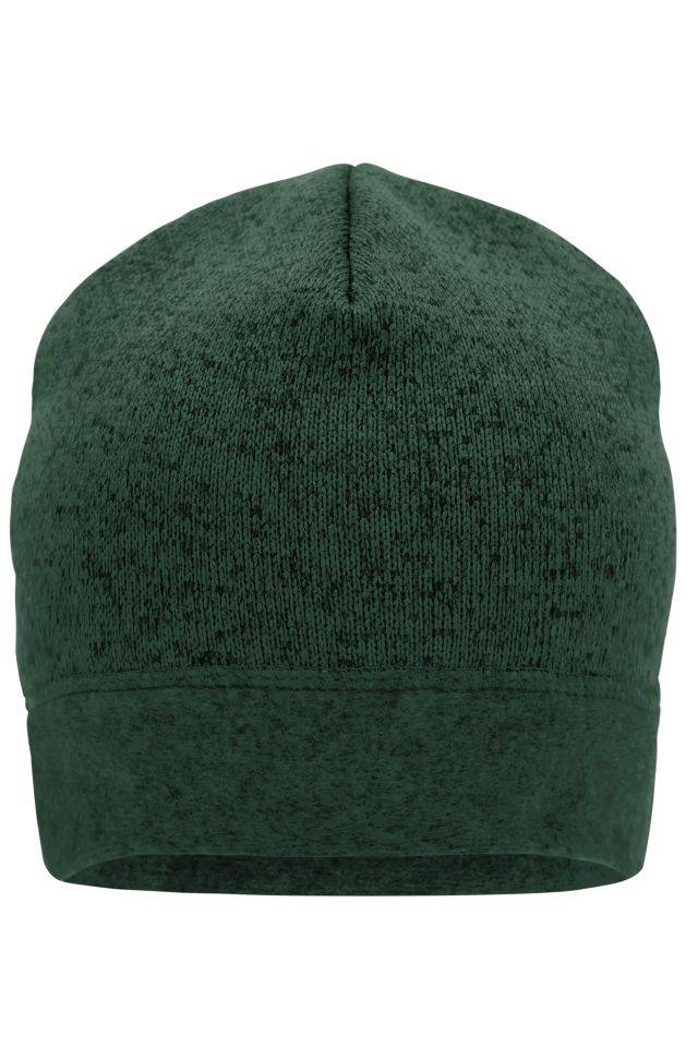 Knitted Fleece Workwear Beanie - STRONG - Strickmütze in Melangeoptik grün/schwarz, Gr. one size