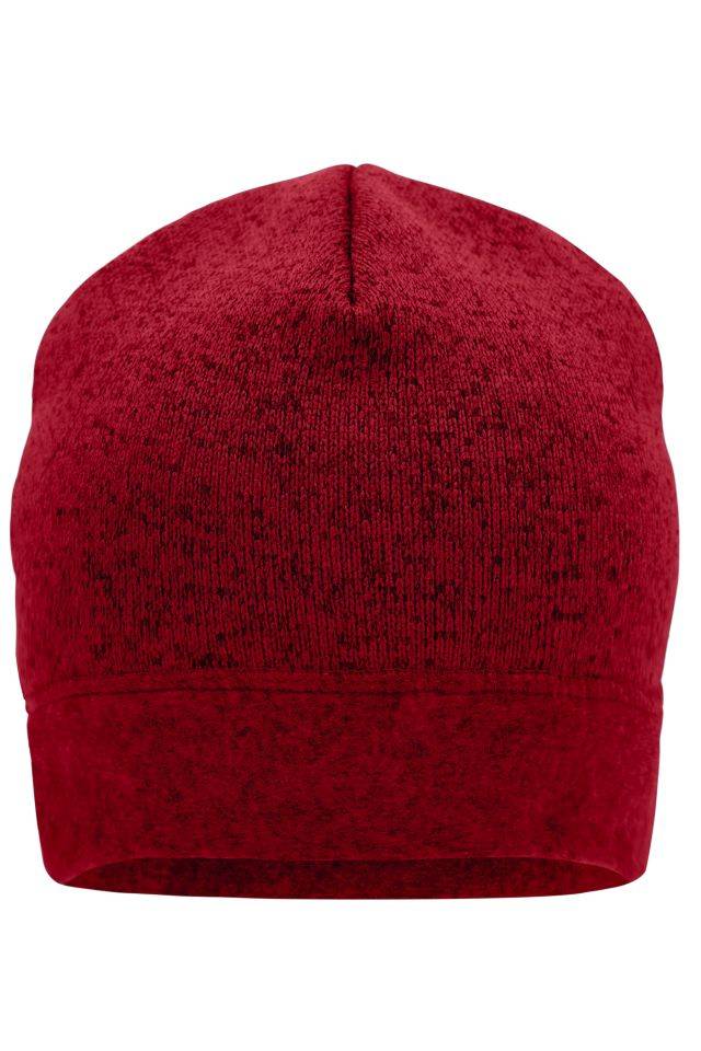Knitted Fleece Workwear Beanie - STRONG - Strickmütze in Melangeoptik rot/schwarz, Gr. one size