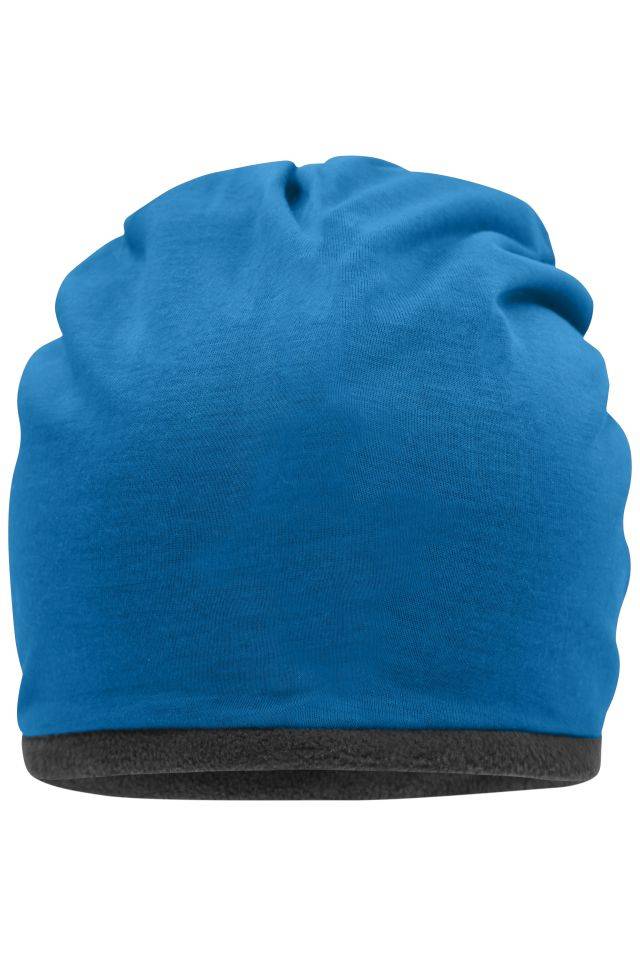 Fleece Beanie Lässige Mütze mit Fleece-Kontrastabschluss blau/schwarz/grau/neon, Gr. one size