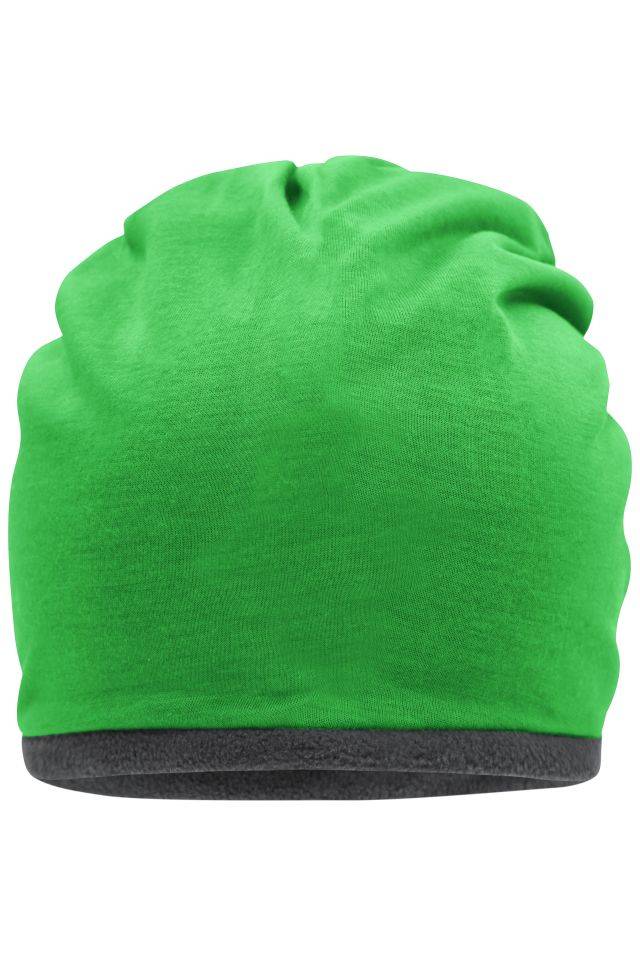 Fleece Beanie Lässige Mütze mit Fleece-Kontrastabschluss grün/grau, Gr. one size