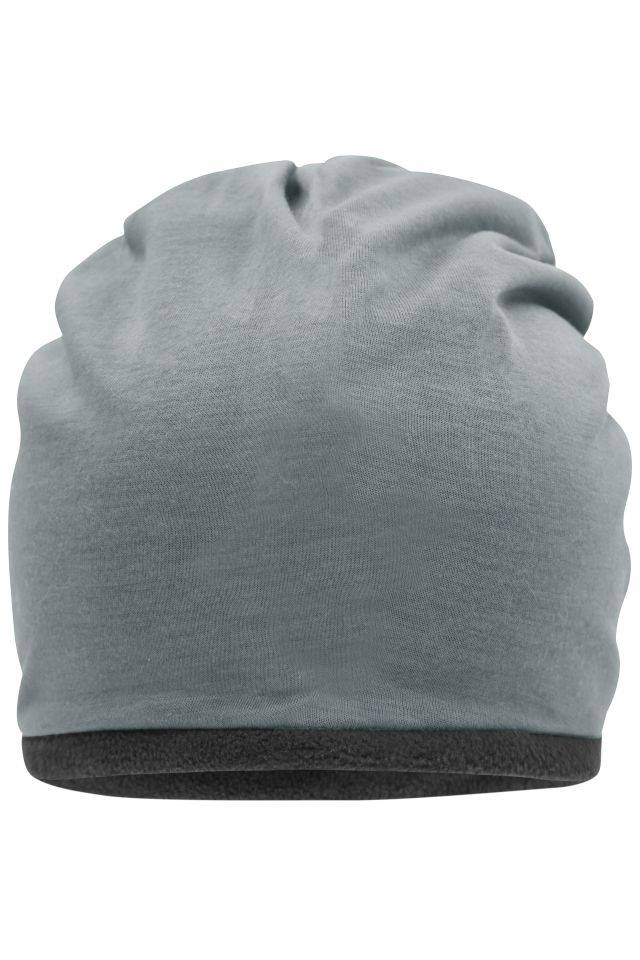 Fleece Beanie Lässige Mütze mit Fleece-Kontrastabschluss grau, Gr. one size