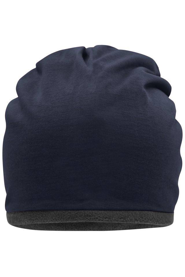 Fleece Beanie Lässige Mütze mit Fleece-Kontrastabschluss blau/grau, Gr. one size