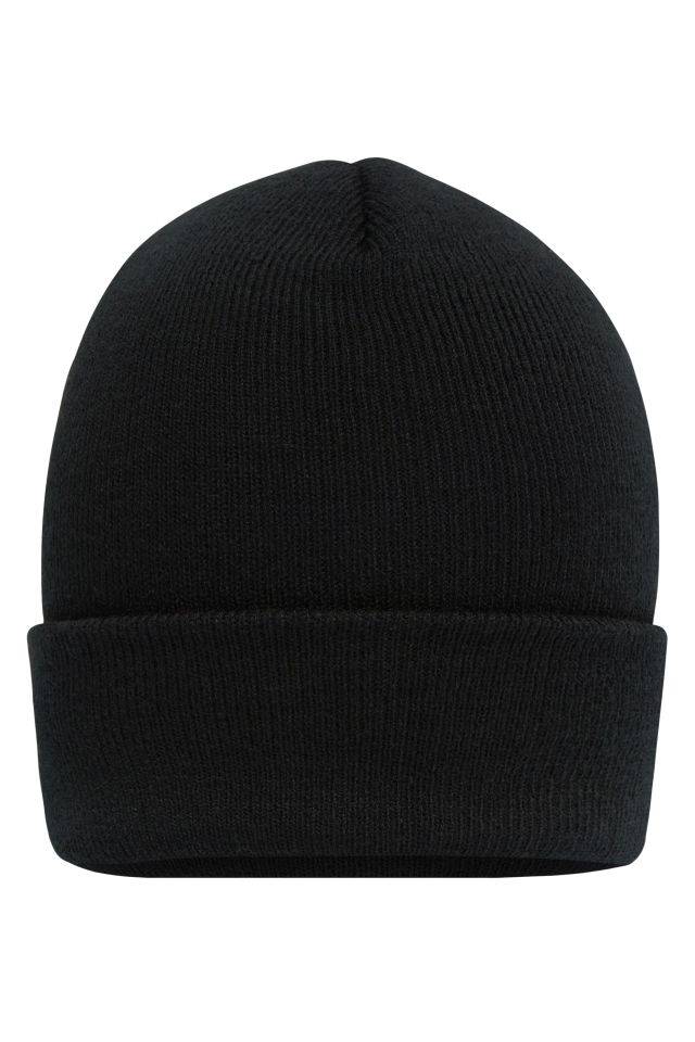 High Brim Beanie Klassische Strickmütze mit extra breitem Umschlag schwarz, Gr. one size