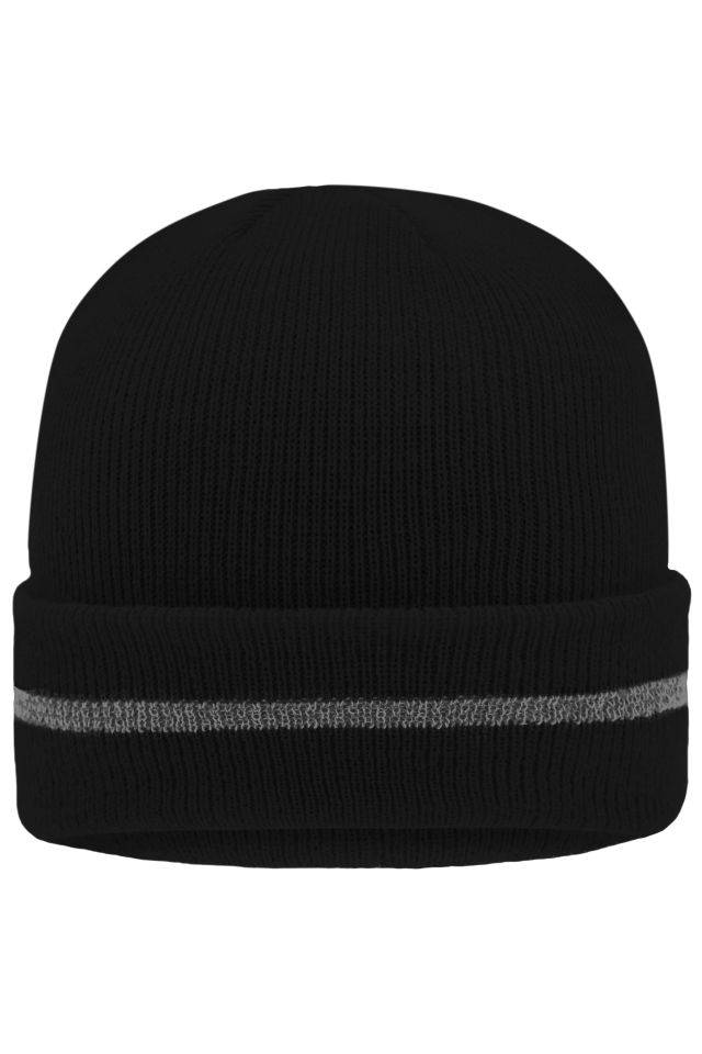 Reflective Beanie Klassische Strickmütze mit einem reflektierenden Streifen im Umschlag ( ohne Schutzfunktion/ keine PSA