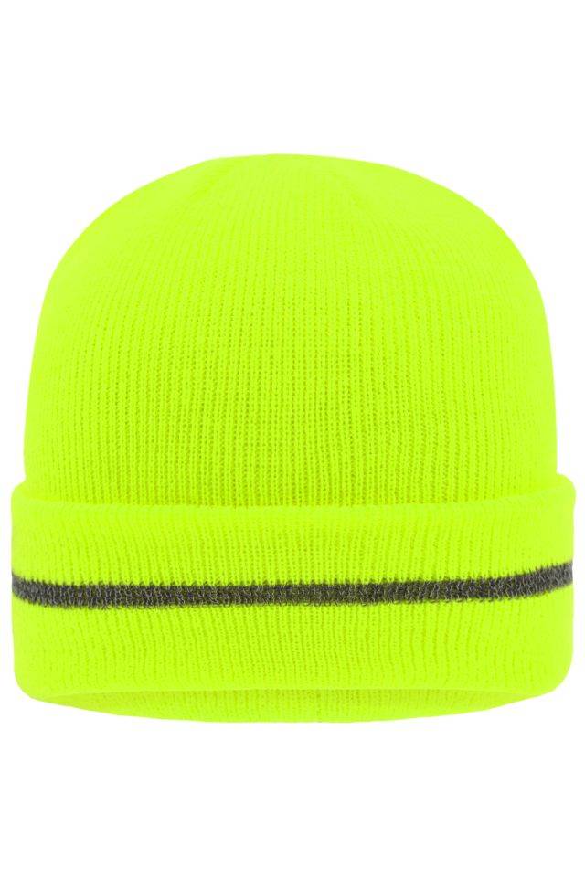 Reflective Beanie Klassische Strickmütze mit einem reflektierenden Streifen im Umschlag ( ohne Schutzfunktion/ keine PSA
