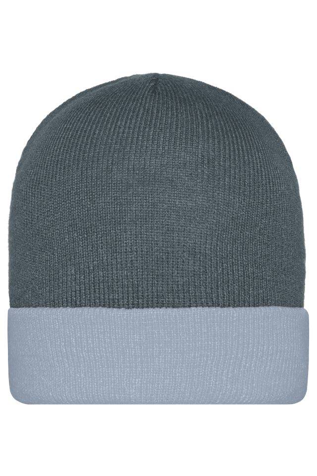 Knitted Cap Klassische Strickmütze mit Umschlag grau, Gr. one size