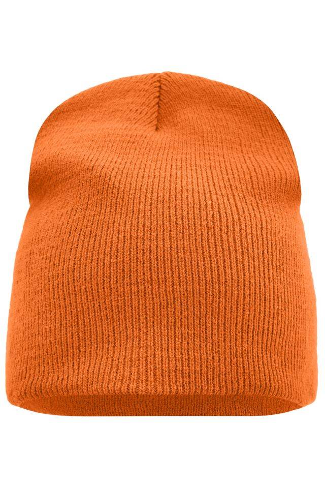 Beanie No.1 Enganliegende Strickmütze ohne Umschlag orange, Gr. one size