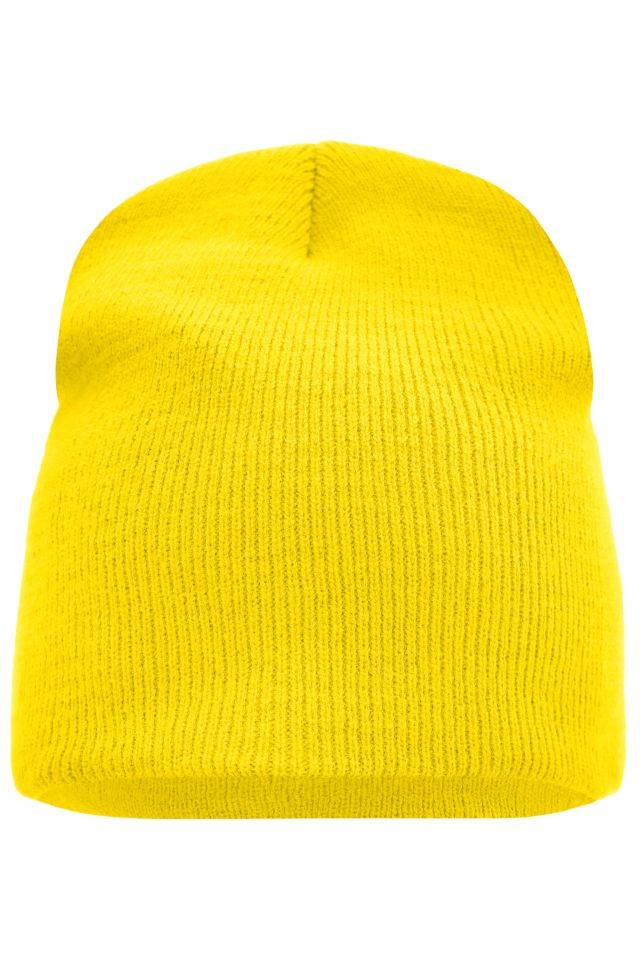 Beanie No.1 Enganliegende Strickmütze ohne Umschlag gelb, Gr. one size