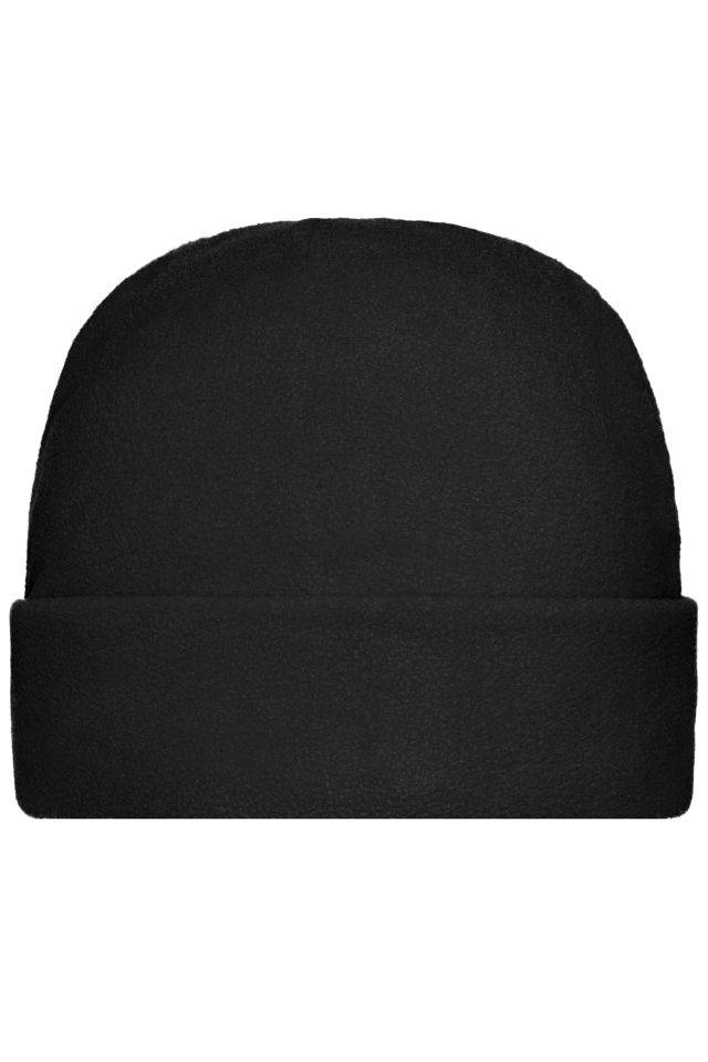 Microfleece Cap Wärmende Fleece Mütze mit breitem Umschlag schwarz, Gr. M/L