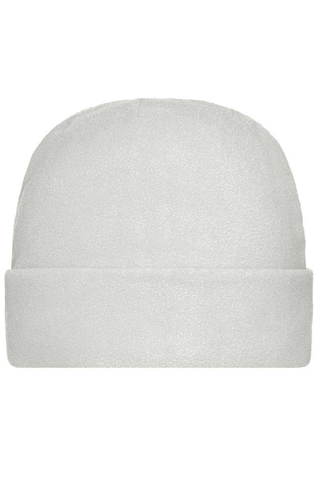 Microfleece Cap Wärmende Fleece Mütze mit breitem Umschlag weiß, Gr. M/L