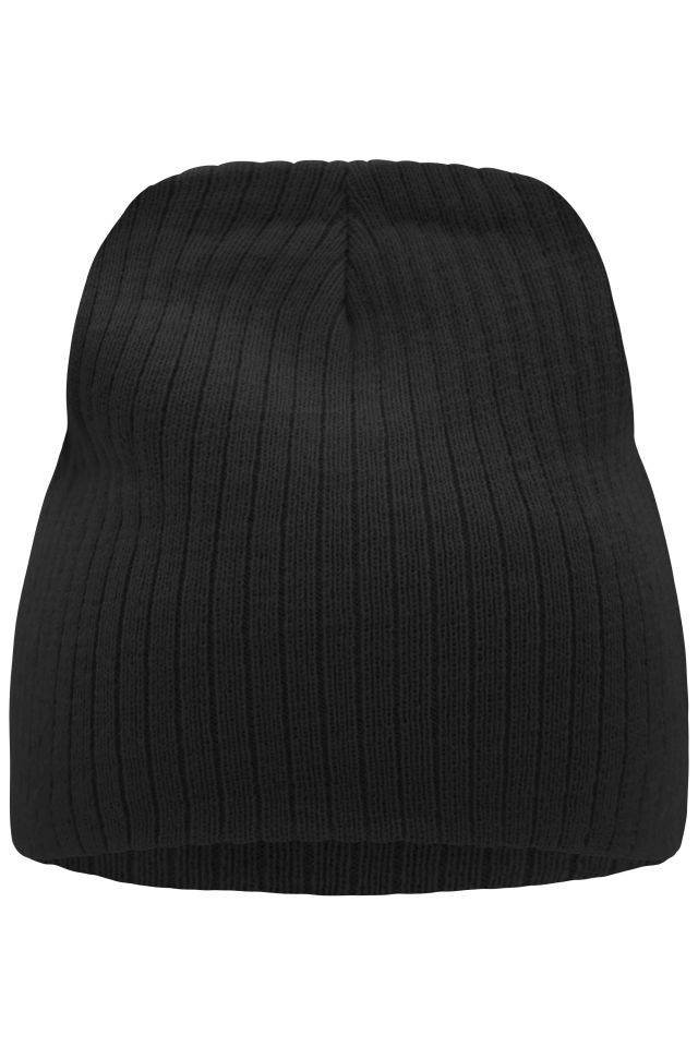 Rib Beanie Strickmütze mit Ripp-Optik schwarz, Gr. one size
