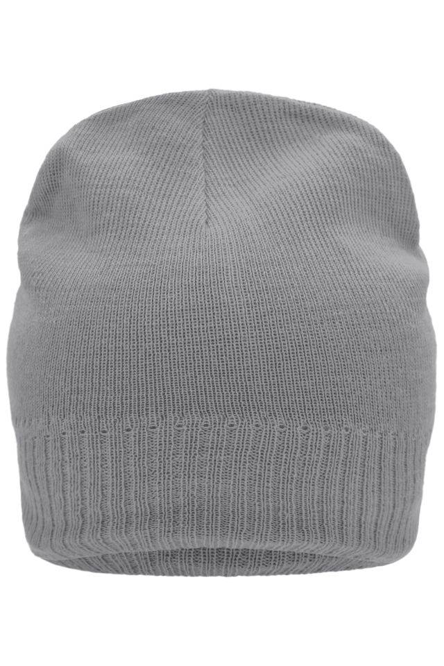 Knitted Beanie with Fleece Inset Strickmütze mit Fleece Einsatz im Stirnbereich grau, Gr. one size