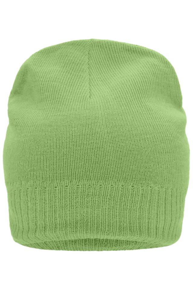 Knitted Beanie with Fleece Inset Strickmütze mit Fleece Einsatz im Stirnbereich grün, Gr. one size