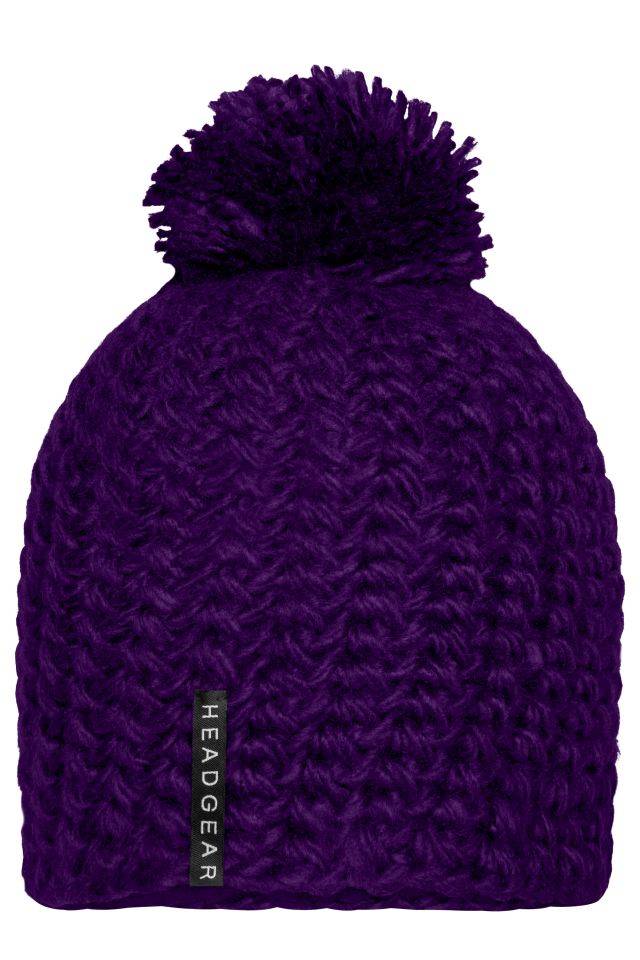 Unicoloured Crocheted Cap with Pompon Häkelmütze mit Pompon lila, Gr. one size