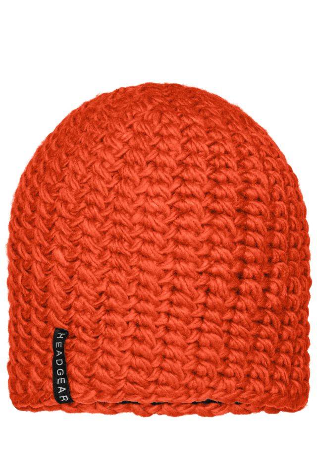 Casual Outsized Crocheted Cap Lässige übergroße Häkelmütze orange, Gr. one size